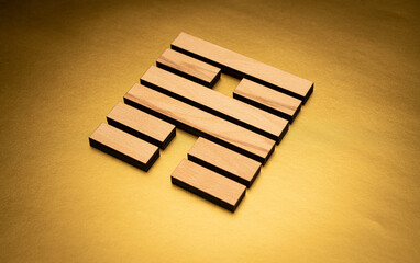 Gene Key 56 hexagram I Ching wood on golden background