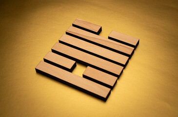 Gene Key 49 hexagram I ching wood on golden background