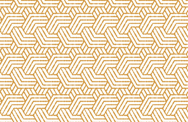 Fototapeta premium Abstract geometric pattern with stripes, lines. Seamless vector background. White and gold ornament. Simple lattice graphic design