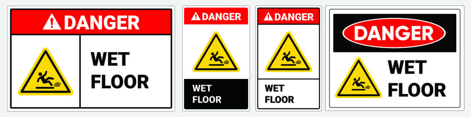 Danger Wet floor sign. Isolated flat vector illustration. Safety sign 