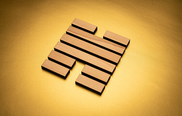 Gene Key 31 hexagram I ching wood on golden background