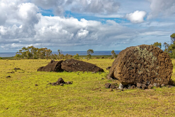 Easter Island - green vegetation on the island.