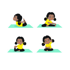 child meditation cartoon yoga concept
