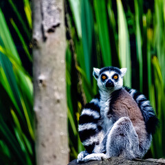 Ring-tailed lemur (Lemur catta) is a large strepsirrhine primate known as maky, maki or hira -...