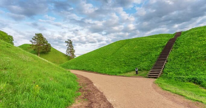 Green Kernave Archaeological site, a medieval capital of the Grand Duchy of Lithuania, tourist attraction and UNESCO World Heritage Site
