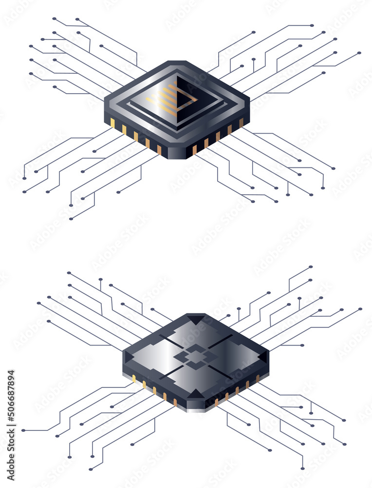 Poster micro processor. motherboard digital chip. artificial intelligence web banner. central computer proc