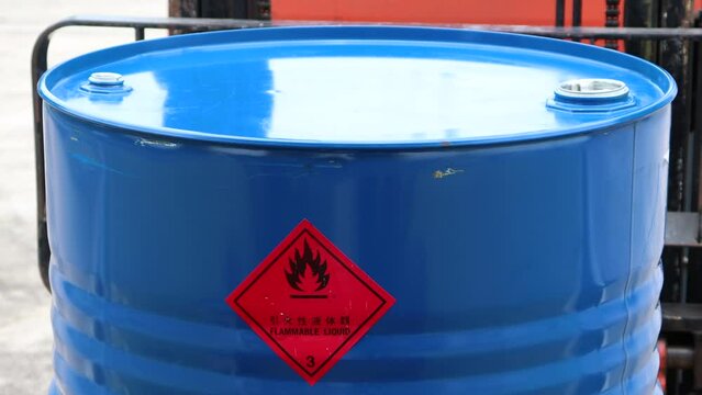 Flammable liquid symbol on the chemical tank
