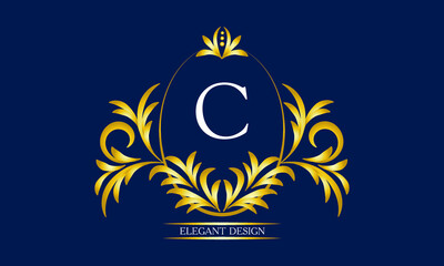 Exquisite monogram with the letter C in the center. Luxury logo template. Business sign, identity monogram for restaurant, boutique, heraldry, jewelry