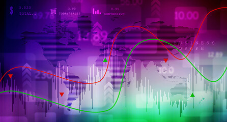 2d rendering Stock market online business concept. business Graph 