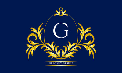 Exquisite monogram with the letter G in the center. Luxury logo template. Business sign, identity monogram for restaurant, boutique, heraldry, jewelry