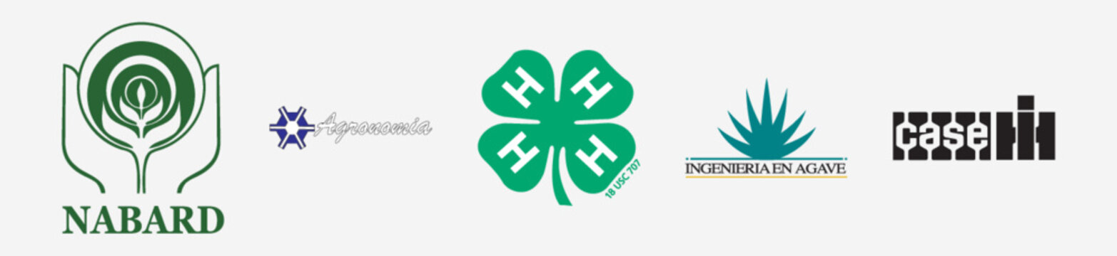 Nabard Logo, Case Logo, 4H Club Logo, ingenieria en agave Logo, agronomia Logo. Farming vector logo illustration. Isolated vector logo on white background.