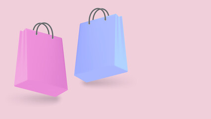 3D Paper bags.Shopping bag. 3d vector illustration. Online shopping concept.