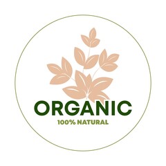Eco, bio, organic and natural products sticker, label, badge and logo. Logo template with green leaves for organic and eco friendly products. Vector illustration