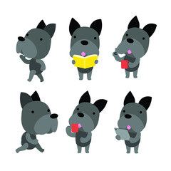 Black dog character design presenting concept