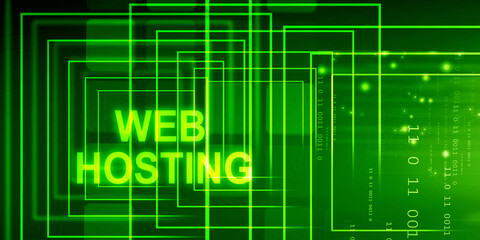 2d illustration Web Hosting. The activity of providing storage space and access for websites. Business, modern technology, internet and networking concept
    