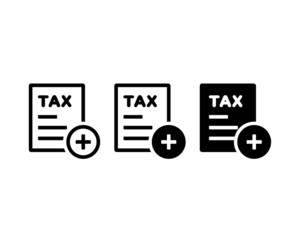 Tax payment sign. Tax document with add icon. Vector illustration