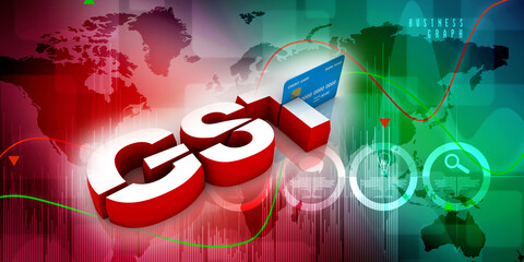 3d rendering  credit or debit card with GST
