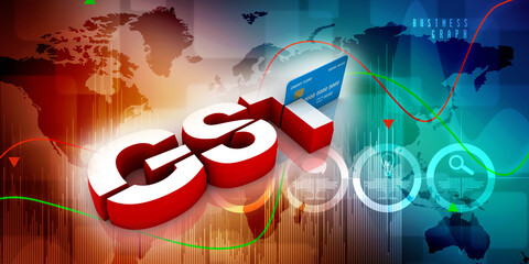 3d rendering  credit or debit card with GST
