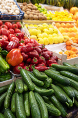 Assortment of fresh vegetables at market