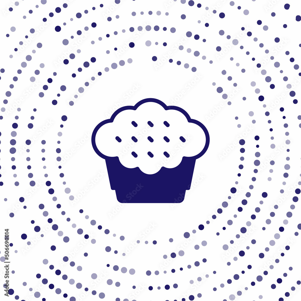 Poster blue muffin icon isolated on white background. abstract circle random dots. vector