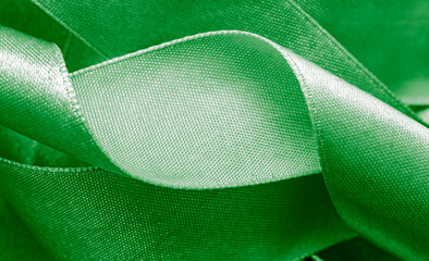 green spiral ribbon, background or texture