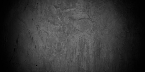 Old wall texture cement dark black gray panorama background abstract grey color design are light with white gradient background.