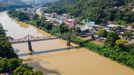 Fototapeta premium Aerial images of the iron bridge in Blumenau in Santa Catarina