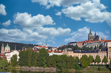 Fototapeta na wymiar Prague Castle Vltava riverside cityscape Czech republic