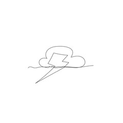 Continuous line drawing. sky clouds and lightning. Illustration icon vector