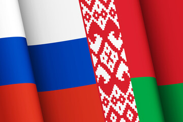Flag of the Russian Federation and flag of the Republic of Belarus