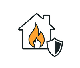Home insurance design web banner. Creative House Fire Design Symbol Illustration.
