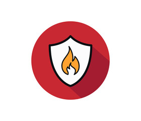 Shield with fire sign. fire shield Vector icon.
