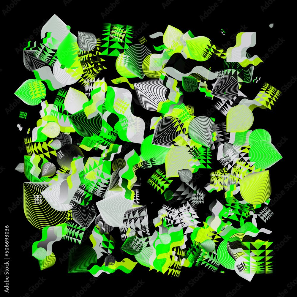 Poster brutalist art inspired vector pattern graphics made with bold abstract geometric shapes