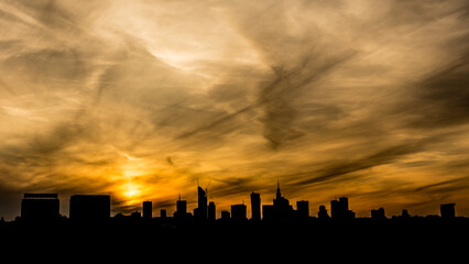 beautiful sky over the city of Warsaw