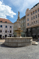 The Roland Fountain at the Main Square in Bratislava