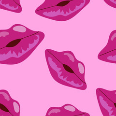 kiss lips seamless pattern for print, textile, wrapping paper, fabric