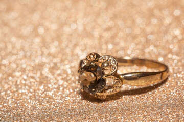Smoky quartz gold ring