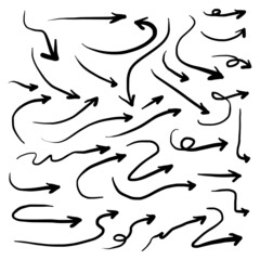 Hand drawn Arrows icons Set. arrow icon with various directions. Doodle vector illustration. isolated on a white background