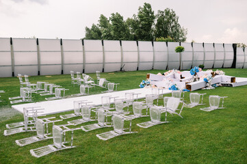 Damaged setup due to rains and strong wind. Storms and rains damage the wedding decoration used...