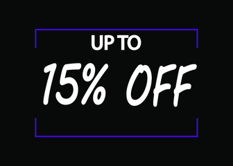 Naklejka na ściany i meble 15% off banner. Discount icon for products on black background.