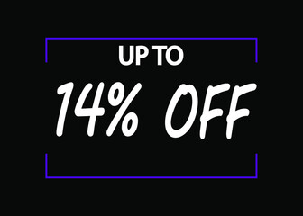 14% off banner. Discount icon for products on black background.