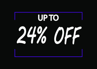 24% off banner. Discount icon for products on black background.
