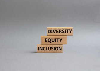 Diversity Equity Inclusion symbol. Concept words Diversity Equity Inclusion on wooden blocks....