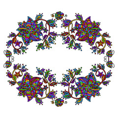 Obraz premium Zentangle doodle decorative floral design frame with space for text in center. Image in adult colouring books style