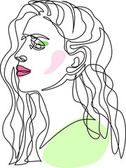 Female face line one abstract