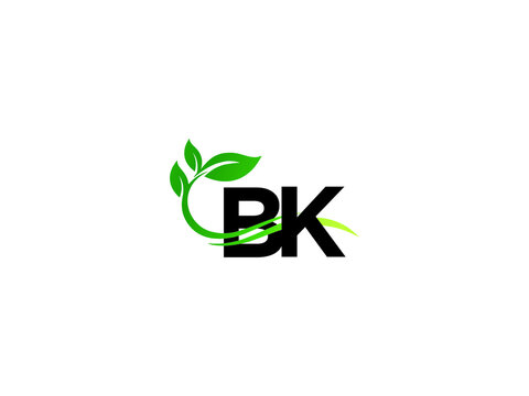 Letter BK Logo Icon, Natural Bk kb Green Leaf Logo Design Vector For Product