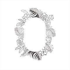Tropical frames with flowers and leaves.