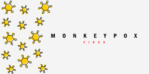 Banner with illustration of the yellow virus. The concept of the spread of monkeypox disease. clipart illustration monkey pox.