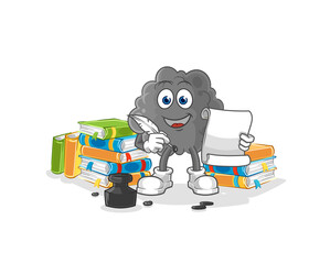 black cloud writer vector. cartoon character