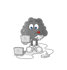 black cloud with laptop mascot. cartoon vector